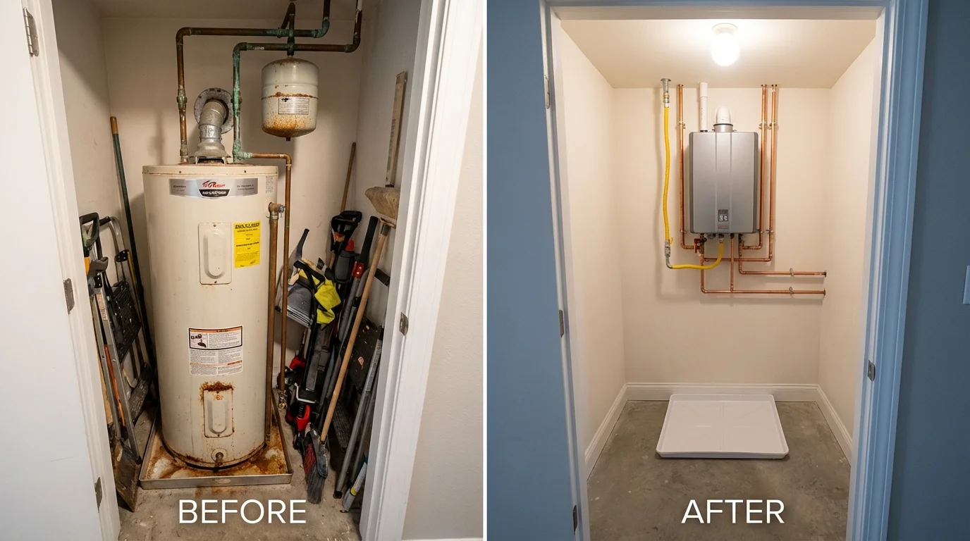 Tank water heater versus wall-mounted tankless unit comparison for Freeman, SD homeowners