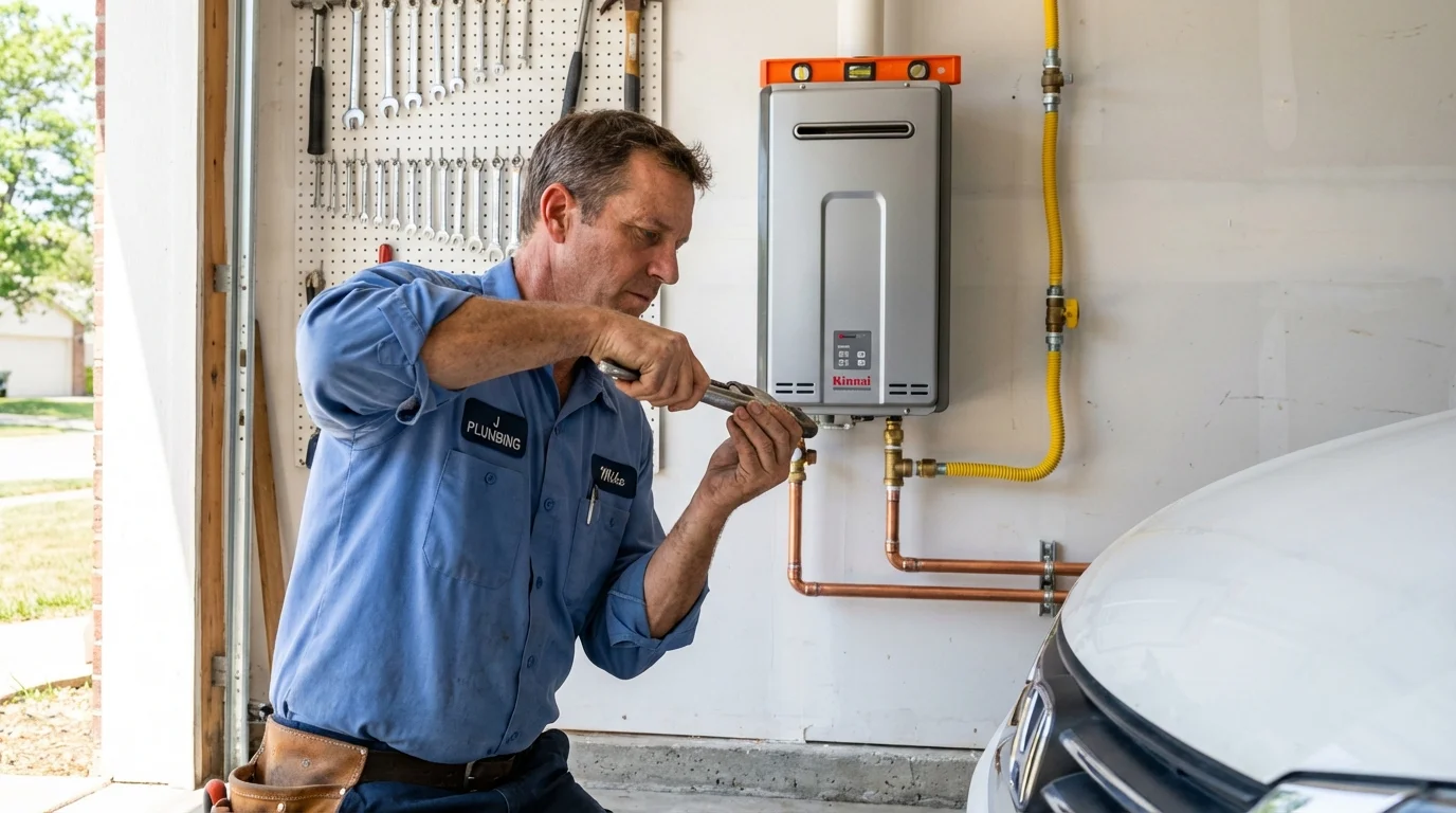 Tankless water heater installation by a Johns Plumbing LLC plumber in Freeman
